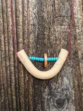 Load image into Gallery viewer, Blue Bead Curved Tube Necklace