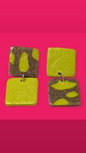 Load image into Gallery viewer, Granite+ Chartreuse Dangle Earrings ~ Small Batch+ Unique