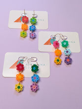 Load image into Gallery viewer, Rainbow Floral Dangle Earrings