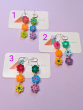 Load image into Gallery viewer, Rainbow Floral Dangle Earrings