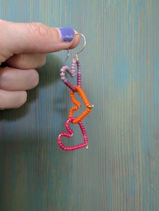 Beaded Mini Heart Wire Dangles