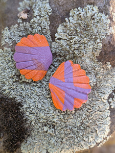 Orange + Lilac Seashell Studs