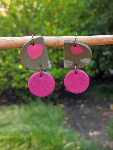 Green Splatter Drop Earrings