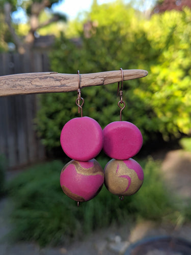Gold + Purple Polymer Earrings