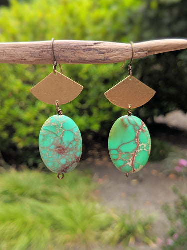 Green Fan Earrings