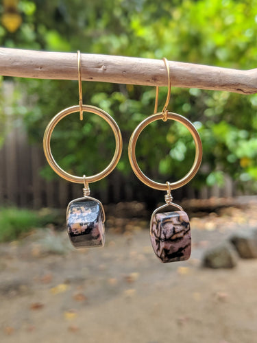 Rhodonite Hoop Earrings