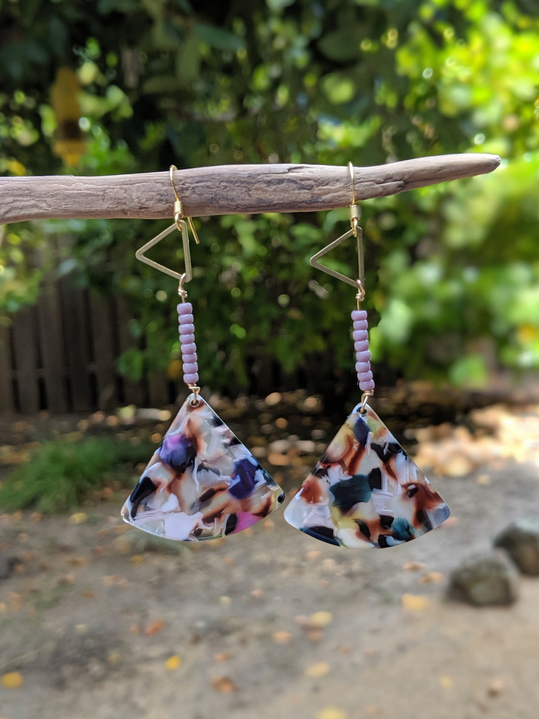 Lilac Triangle Earrings