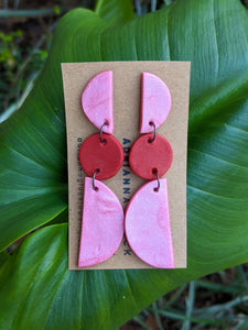 Pink + Red Shimmer Dangle Earrings