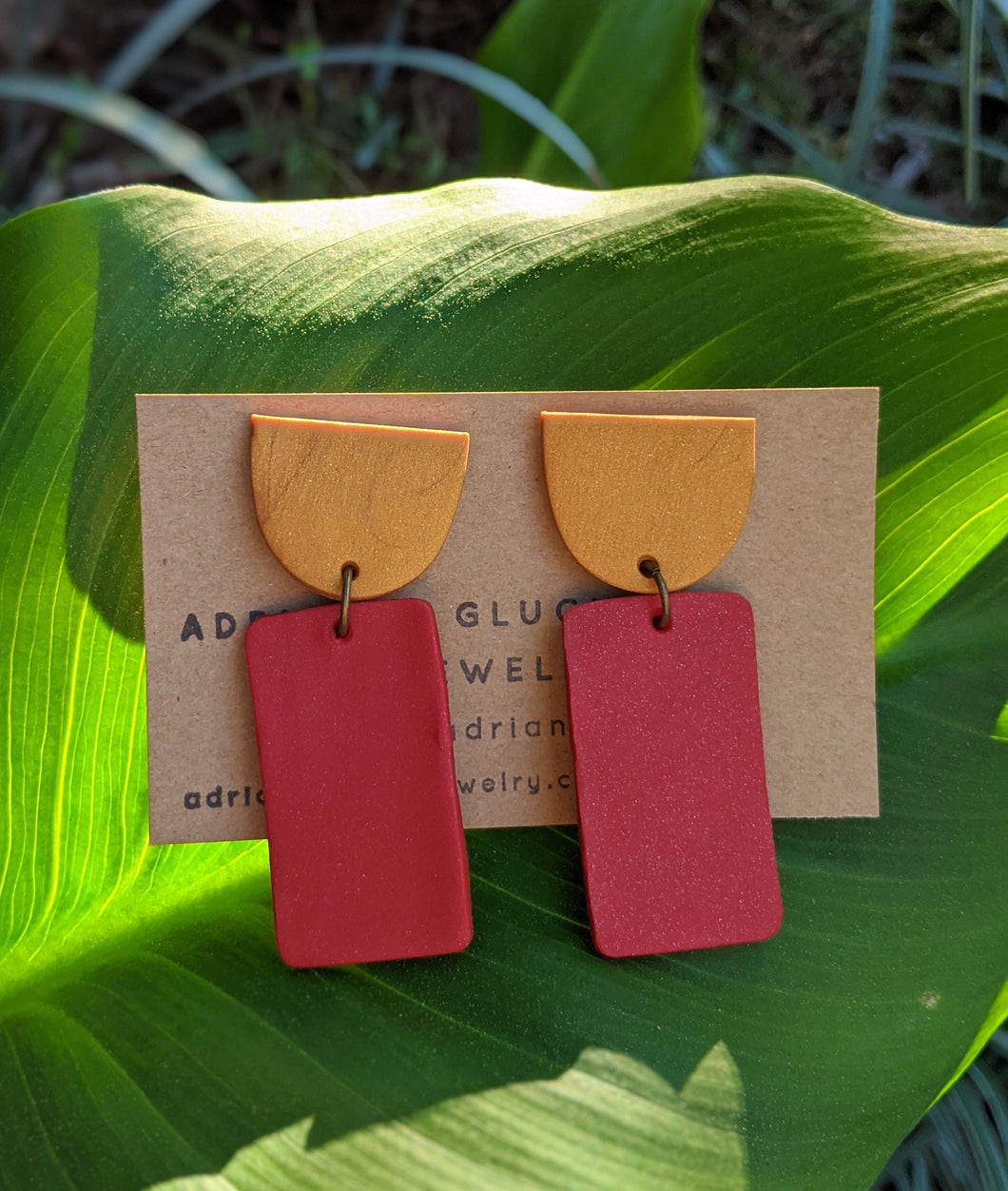 Gold + Red Brick Earrings