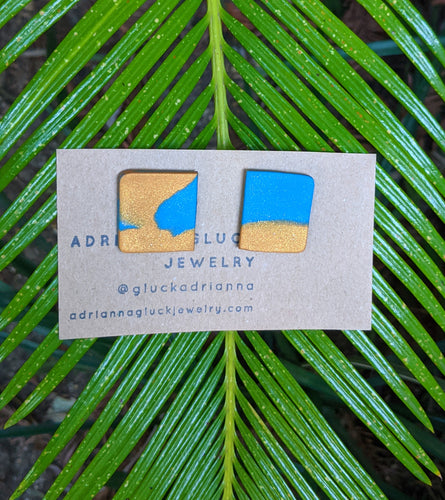 Blue + Gold Studs