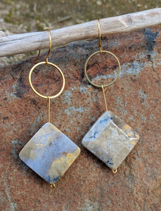 Chalcedony Squares Earrings