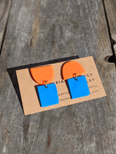 Load image into Gallery viewer, Orange + Blue Earrings