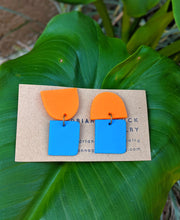 Load image into Gallery viewer, Orange + Blue Earrings
