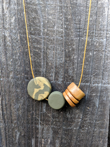Wood + Polymer Discs Necklace