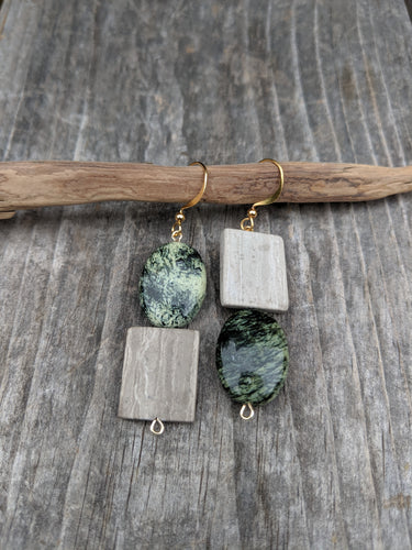Green + Grey Earrings