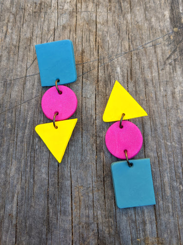 Geo Polymer Drop Earrings