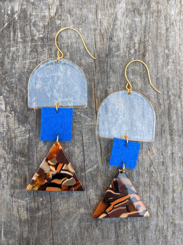 Blue Square Earrings
