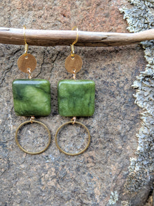 Brass + Jade Earrings