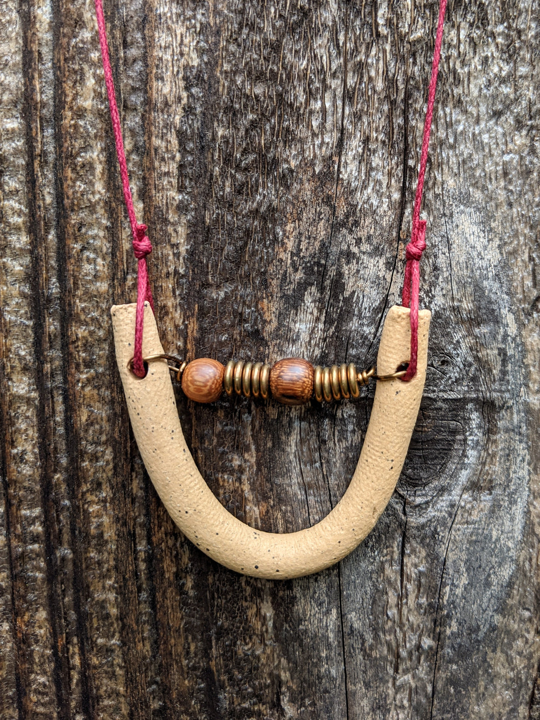 Mini Curve with Brass + Wood Necklace
