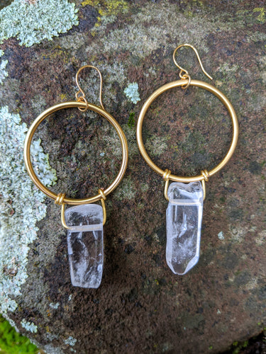 Quartz Hoop Earrings