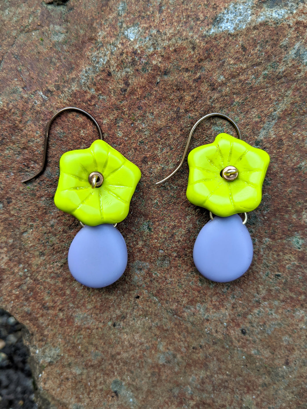 Lime Flower Drop Earrings