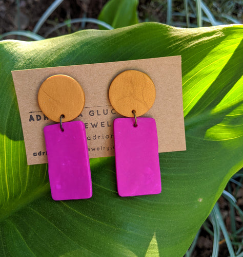 Gold + Fuchsia Earrings