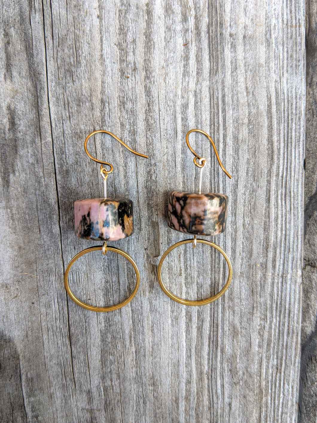 Rhodonite Round Earrings