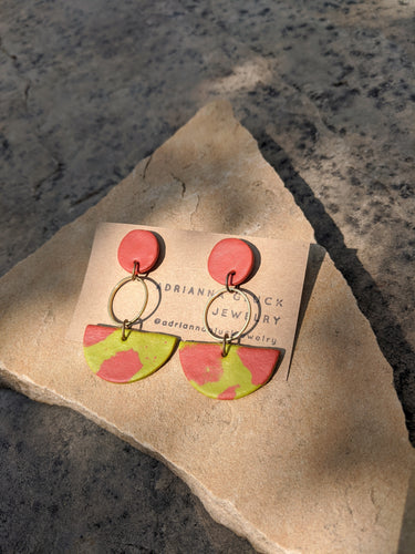 Tangerine, Lime + Brass Earrings
