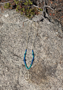 Blue Beaded Brass Necklace