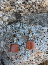 Load image into Gallery viewer, Wood, Dalmatian Jasper &amp; Metal Earrings