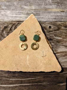 Brass Ring+ Jade Earrings