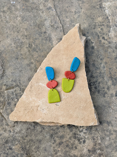 Blue, Orange + Green Earrings
