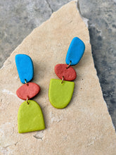 Load image into Gallery viewer, Blue, Orange + Green Earrings