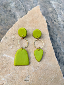 Lime + Brass Earrings