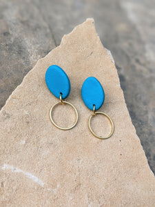 Blue Brass Drop Earrings