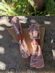 Napkin Set: Rust Lines with Handmade Leather Rings