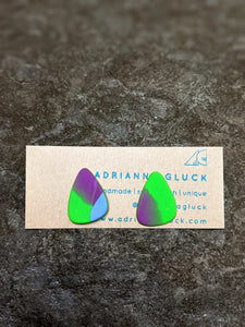 Splatter Series Mini Studs in Neon Green ~ Small Batch Stud Earrings