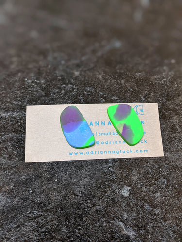 Splatter Series Mini Studs in Neon Green ~ Small Batch Stud Earrings