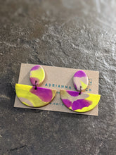 Load image into Gallery viewer, Splatter Series Violet Iris Dangle Earrings