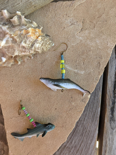 Humpback Whale + Horn Shark Earrings