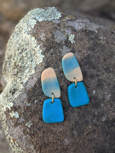 Load image into Gallery viewer, Cream + Blue Blended Dangle Earrings ~ Small Batch Earrings
