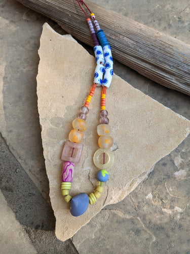 Beaded Lilac Lentil Necklace