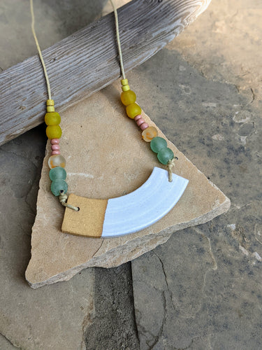 White Glazed Arch Necklace
