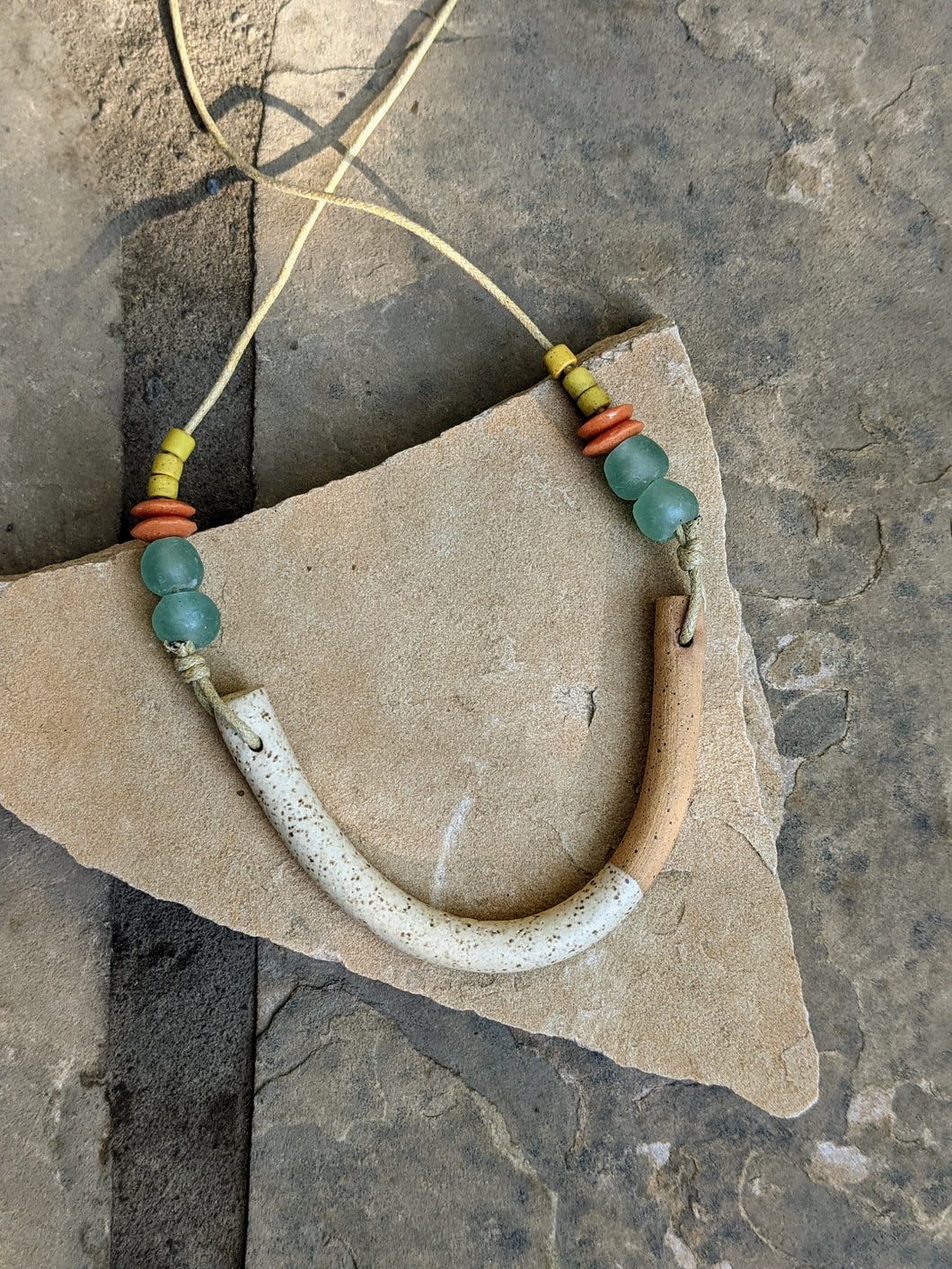 Speckled Curve + Glass Necklace