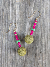 Load image into Gallery viewer, Hot Pink Lava Dangle Earrings