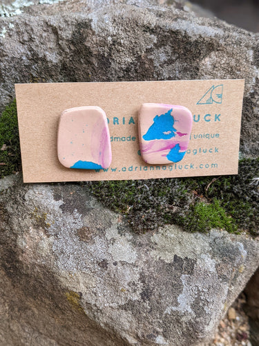 Splatter Series Mini Studs in Blue + Violet ~ Small Batch Stud Earrings