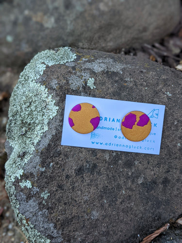 Shimmery Pink + Gold Cheetah Spot Studs