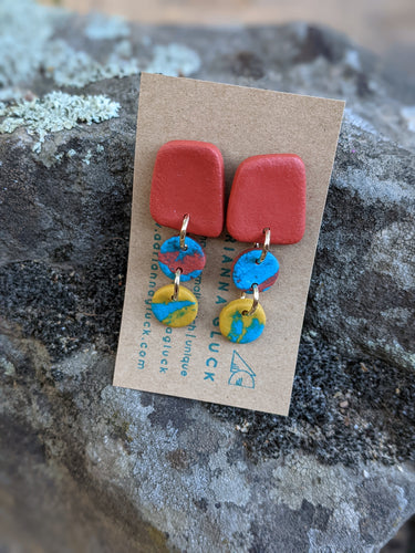 Rust Splattered Dangle Earrings