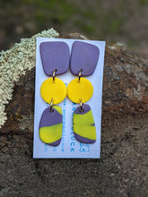 Load image into Gallery viewer, Lilac + Yellow Stroke Earrings