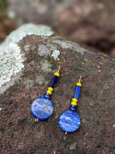 Load image into Gallery viewer, Lapis + Lime Dangle Earrings